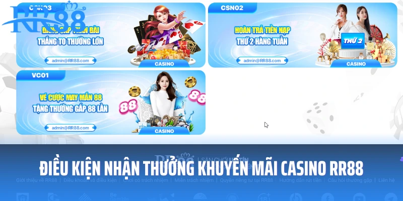 Điều kiện nhận thưởng khuyến mãi Casino RR88